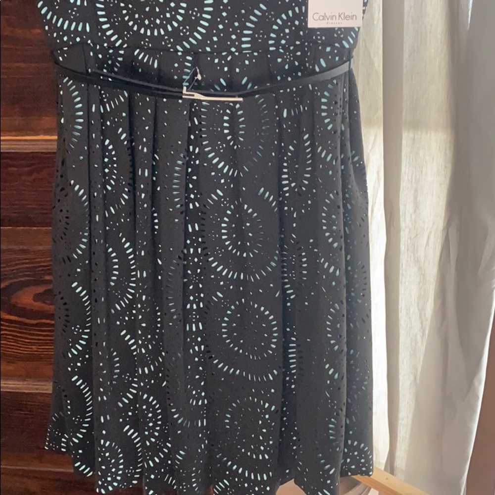 Calvin Klein Laser cut lace Robin’s egg blue dress - Picture 6 of 11